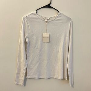 Garnet Hill M NWT Ribbed Long Sleeve Shirt Organic Cotton Modal Classic Staple